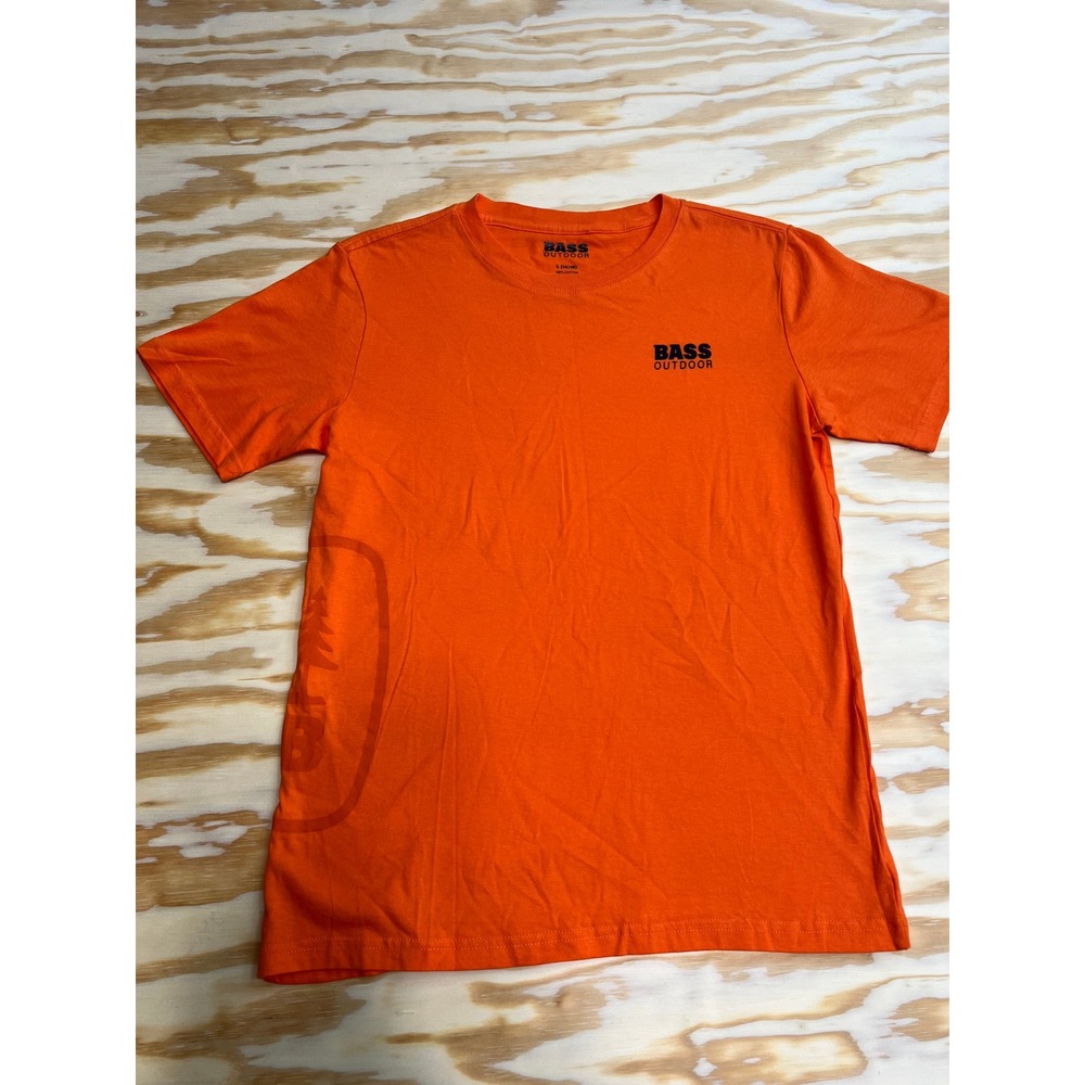 Bass Outdoor Boys Orange Short Sleeve Logo Graphic T-Shirt Size L 14/16 Cotton